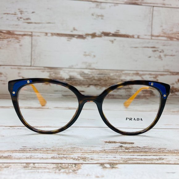 Prada Oval Brown Tortoise Gold Eyeglasses Glasses Frames NWOT - Picture 2 of 12